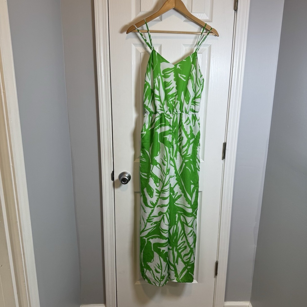 Lilly Pulitzer Target Satin Jumpsuit Romper Women's Small Green White Floral